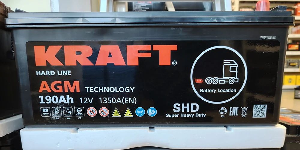 Грузовой аккумулятор Kraft AGM 190 а/ч