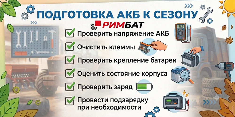 Чек-лист подготовки аккумулятора сельхозтехники к уборочной кампании