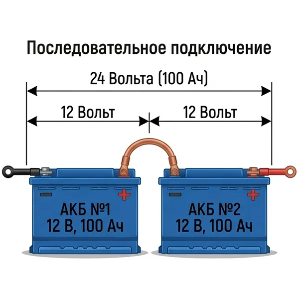 Последовательное подключение двух аккумуляторов