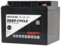 KRAFT 12V-44Ah(C20) L (тяговая) M6 (197*166*170)