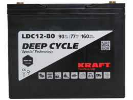 KRAFT 12V-90Ah(C20) L (тяговая) M6 (260*168*214)