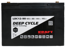 KRAFT 12V-105Ah(C20) L (тяговая) M8 (306*168*208)