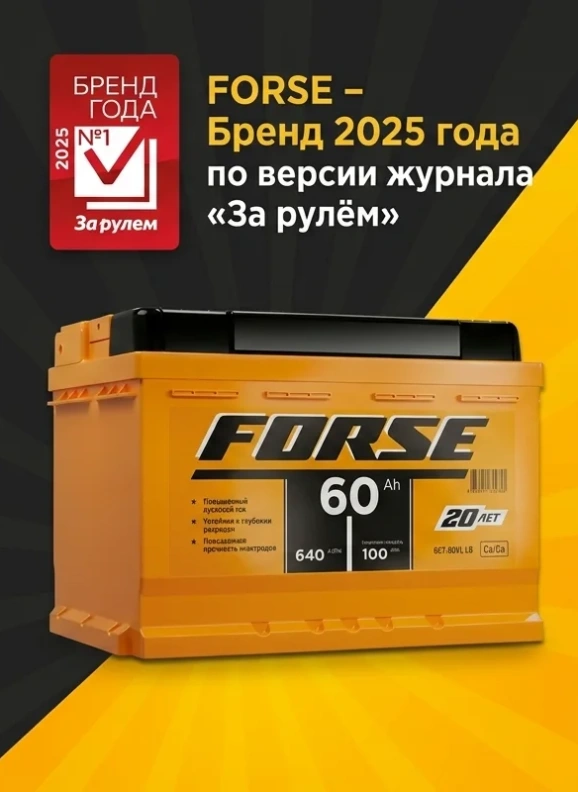 Аккумуляторы FORSE — победитель премии «Бренд года» 2025