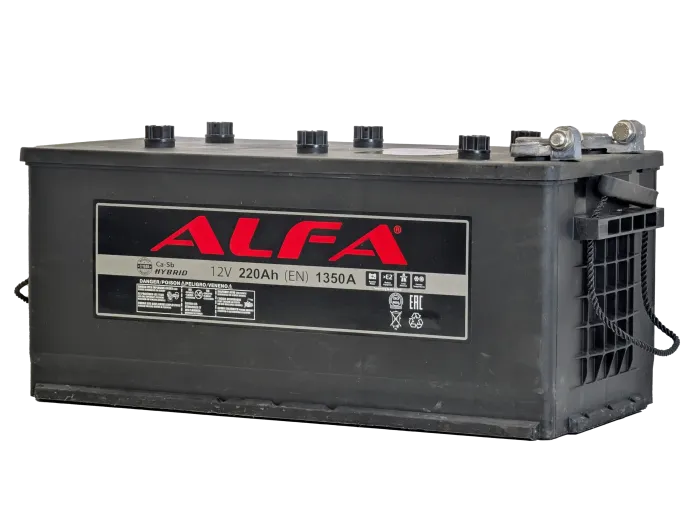 ALFA 220 (4) рус -/+ (1350A, 516*223*223) клемма болт c бортом (МАЗ).