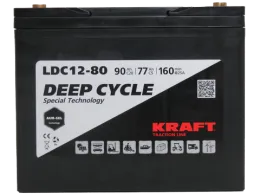 KRAFT 12V-90Ah(C20) L (тяговая) M6 (260*168*214)