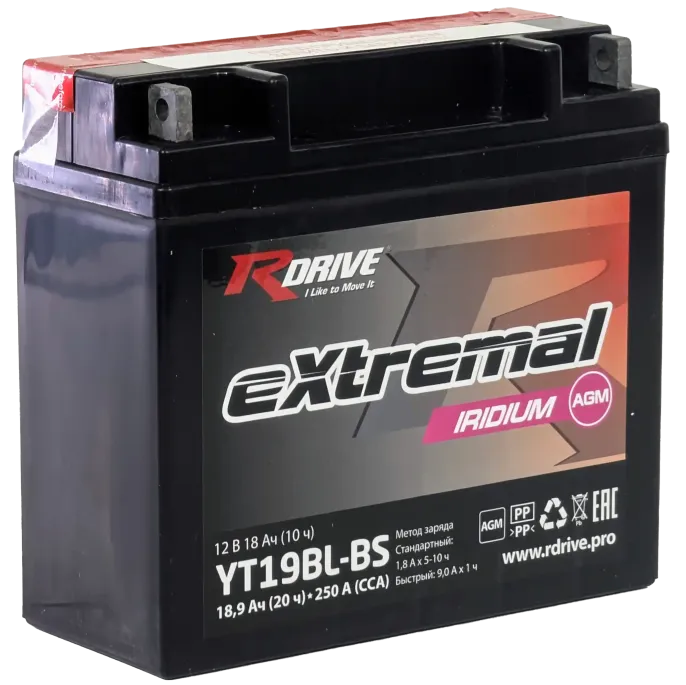 RDrive eXtremal Iridium YT19BL-BS 18Ah (250А 182*77*168)