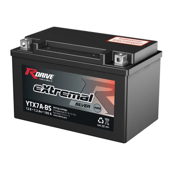 RDrive eXtremal Silver YTX7A-BS 7,2Ah (105А 150*87*93)