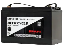 KRAFT 12V-118Ah(C20) L (тяговая) M8 (330*173*220)