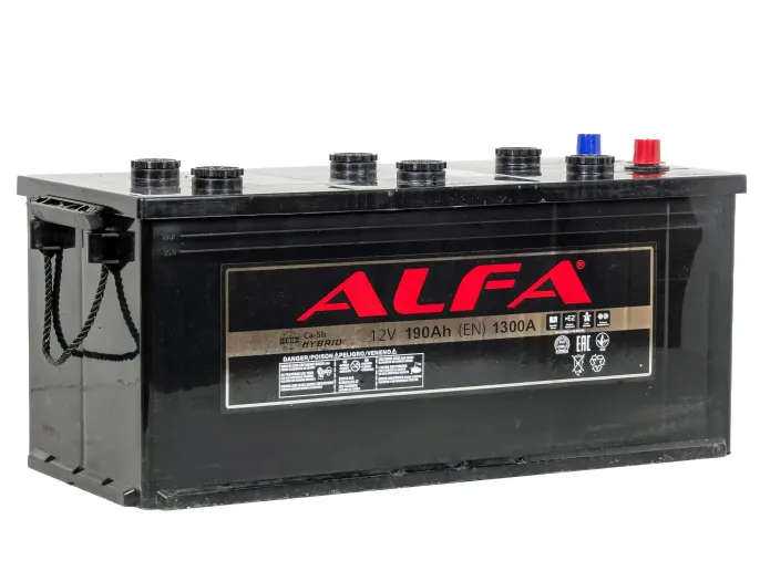 Аккумулятор ALFA 190 (3) евро +/- (1300A, 480*223*223) с бортом