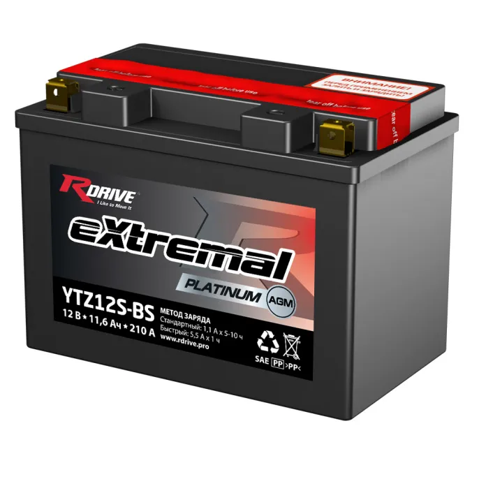 RDrive eXtremal Platinum YTZ12S-BS 11,6Ah (210А 150*87*110)