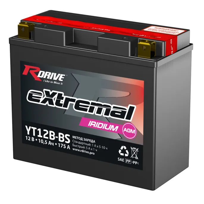 RDrive eXtremal Iridium YT12B-BS 10Ah (175А 150*70*130)