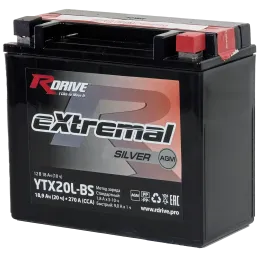 RDrive eXtremal Silver YTX20L-BS 18.9Ah (270А 176*87*154)