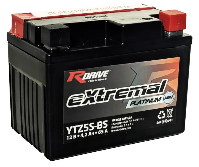 Аккумулятор RDrive eXtremal Platinum YTZ5S-BS 4Ah (65А 114*71*86)