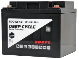 KRAFT 12V-44Ah(C20) L (тяговая) M6 (197*166*170)