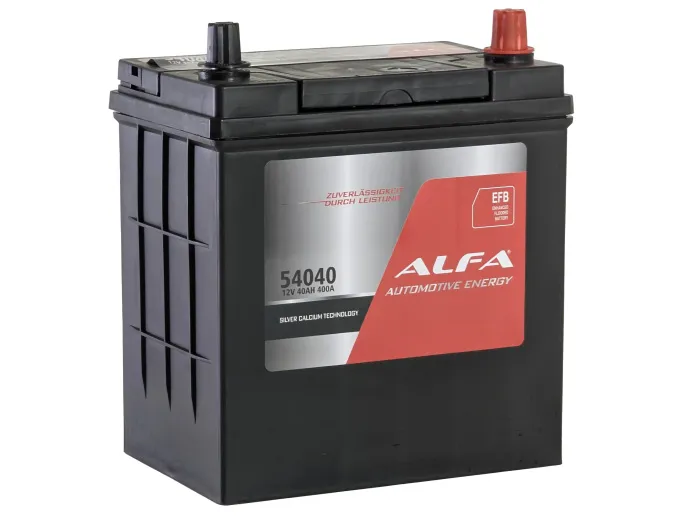 Аккумулятор ALFA EFB Asia 40 JR (380A, 195*126*220 тонкие клеммы 
