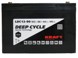 KRAFT 12V-105Ah(C20) L (тяговая) M8 (306*168*208)