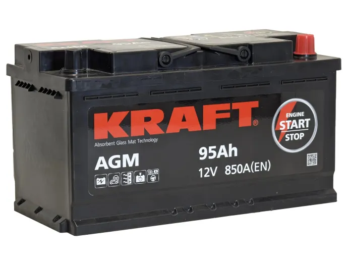 Аккумулятор KRAFT AGM 95 R (850A, 353*175*190)