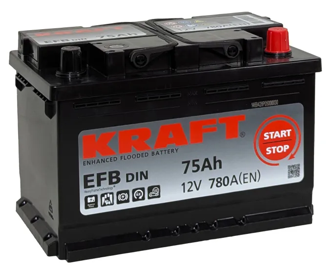 Аккумулятор KRAFT EFB 75 R (780A, 278*175*190)