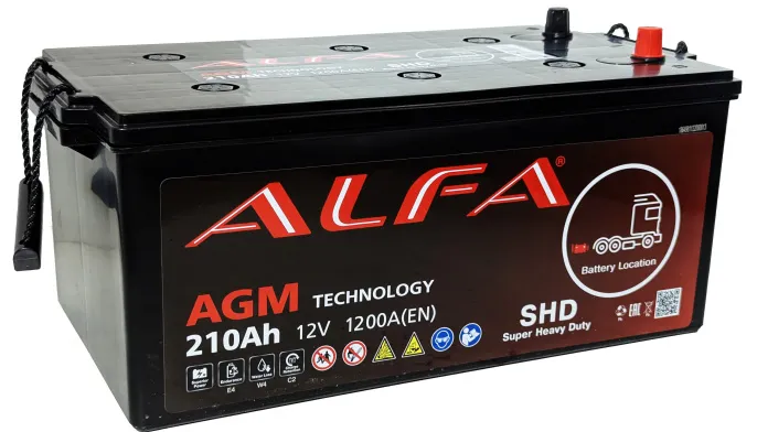 Аккумулятор ALFA AGM 210 (3) евро +/- (1200A, 518*260*223)